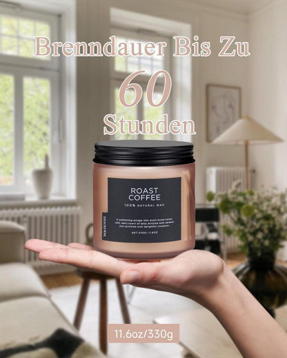 M&SENSE Kaffee Duftkerze im Glas 330g, 70 Stunden Brenndauer, natürliche Sojawachs Kerze