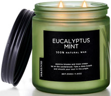Duftkerze Eukalyptus Minze 330g 70 Std brennend 2 Docht Glas Sojawachs
