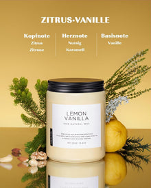 Zitronen-Vanille Duftkerzen im Glas 550g - 110 Stunden