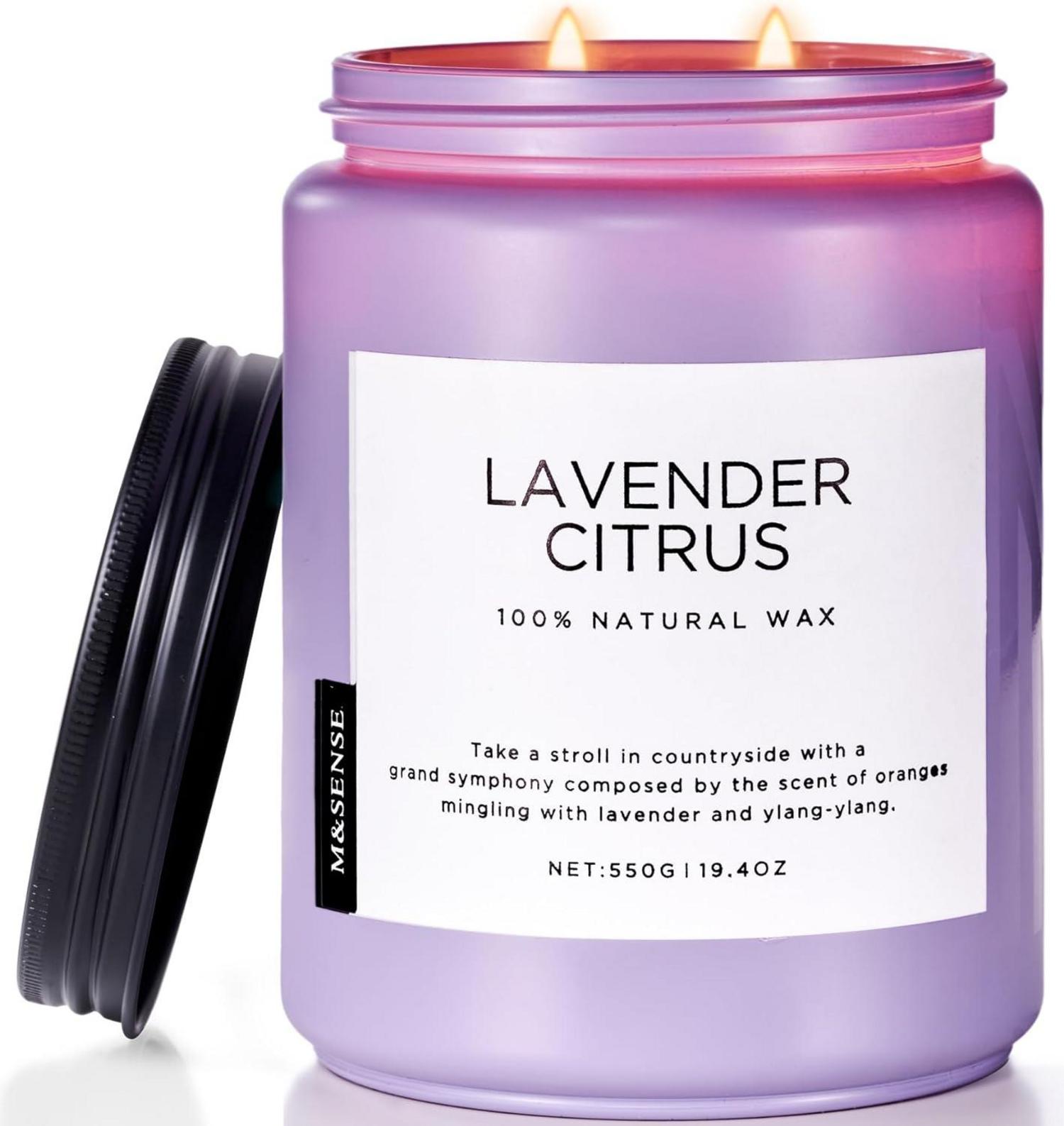 Duftkerzen Lavendel Zitrus 550g 2 Dochte Aromatherapie - 110 Std
