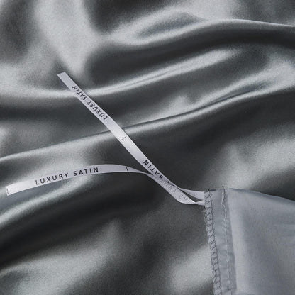 Satin Bettwäsche-Set 135x200 Grau Dunkelgrau 4-teilig