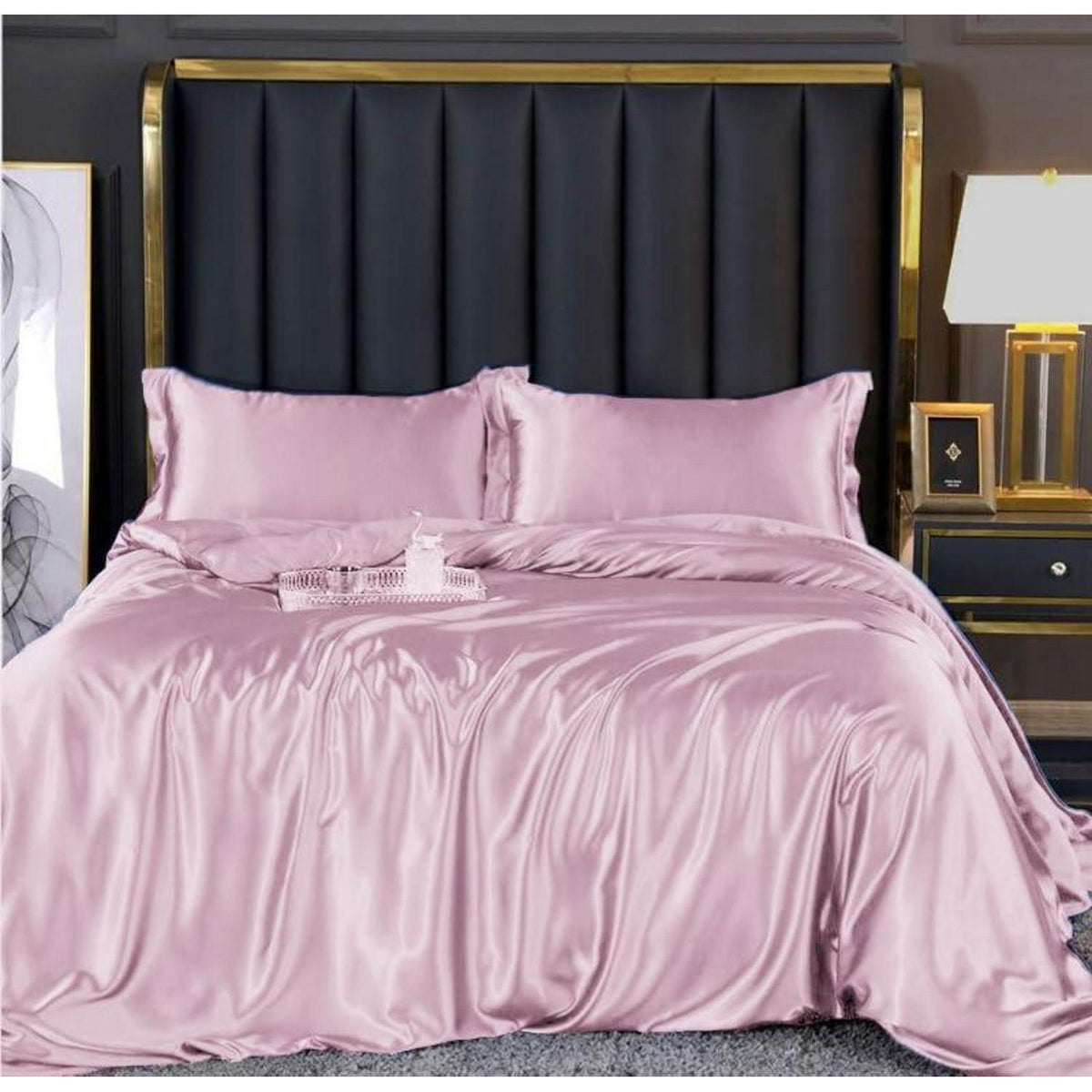 Bettwäsche-Set 135x200cm, Rosa Satin – 4-teilig Luxus