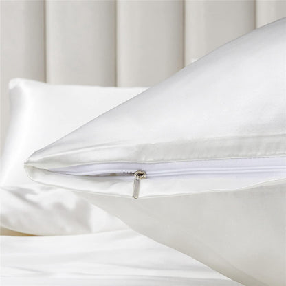 Glänzende Satin Bettwäsche Set 200x220 Weiß Beige Creme