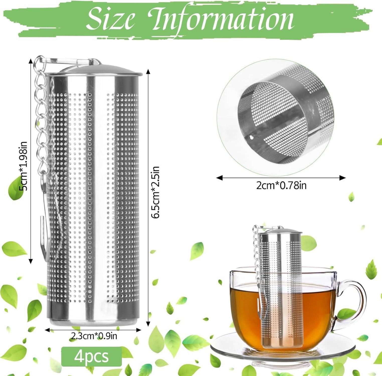 4er Set Großes Teesieb Edelstahl mit Kettenhaken und Deckel