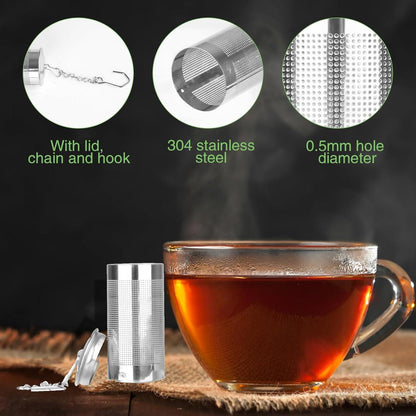 4er Set Edelstahl Teesieb groß mit Kettenhaken und Deckel