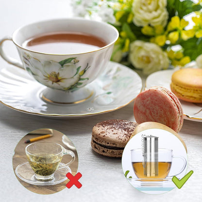 4er Set Großes Teesieb Edelstahl Teeei mit Kettenhaken & Deckel