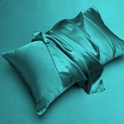Satin Bettwäsche Set 135x200 Türkis 4-teilig Glänzend