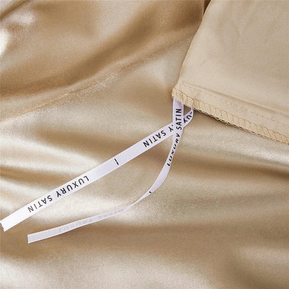 Satin Bettwäsche Set 135x200cm 4-teilig Gold Beige