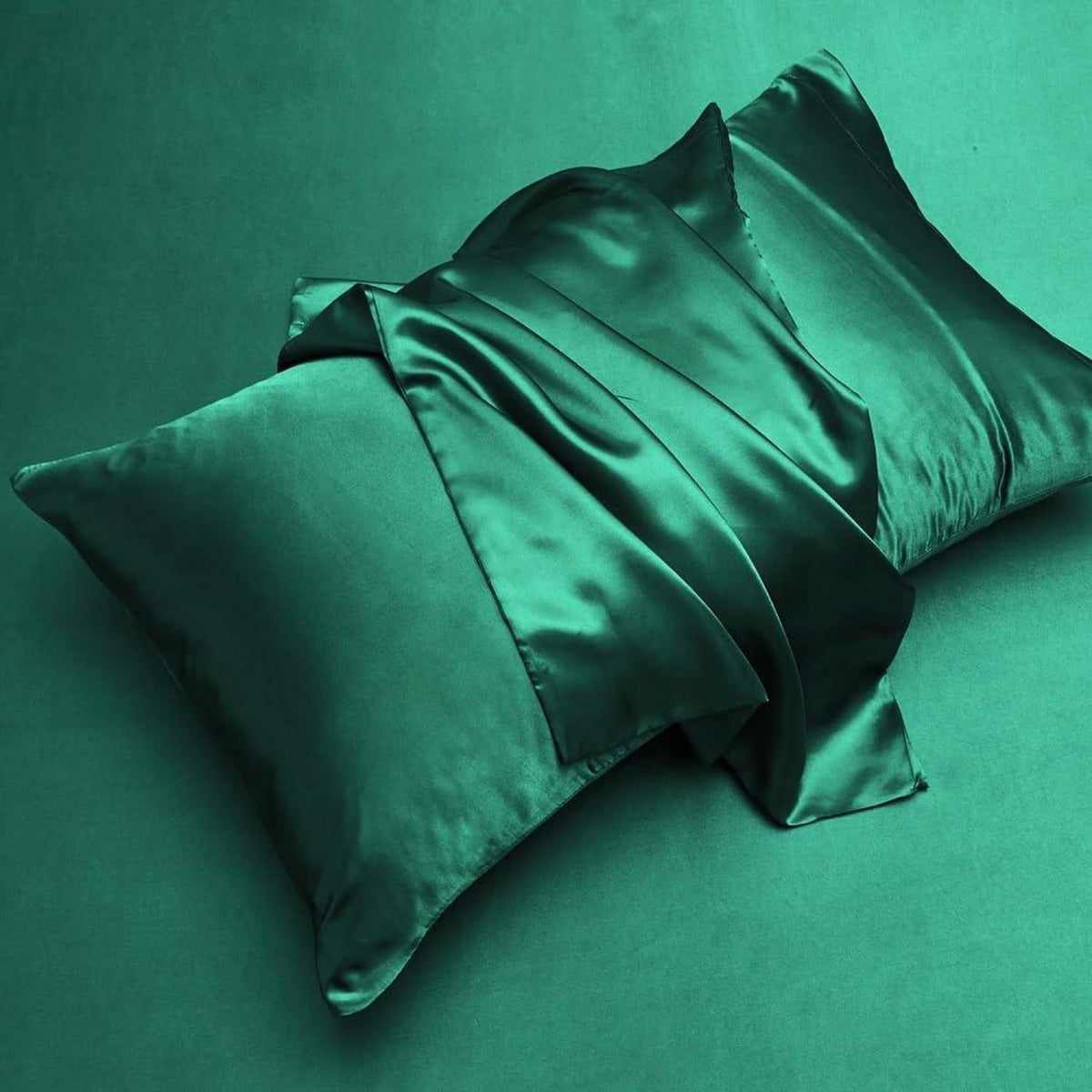 Satin Bettwäsche Set 135x200 Dunkelgrün 4-teilig Luxus