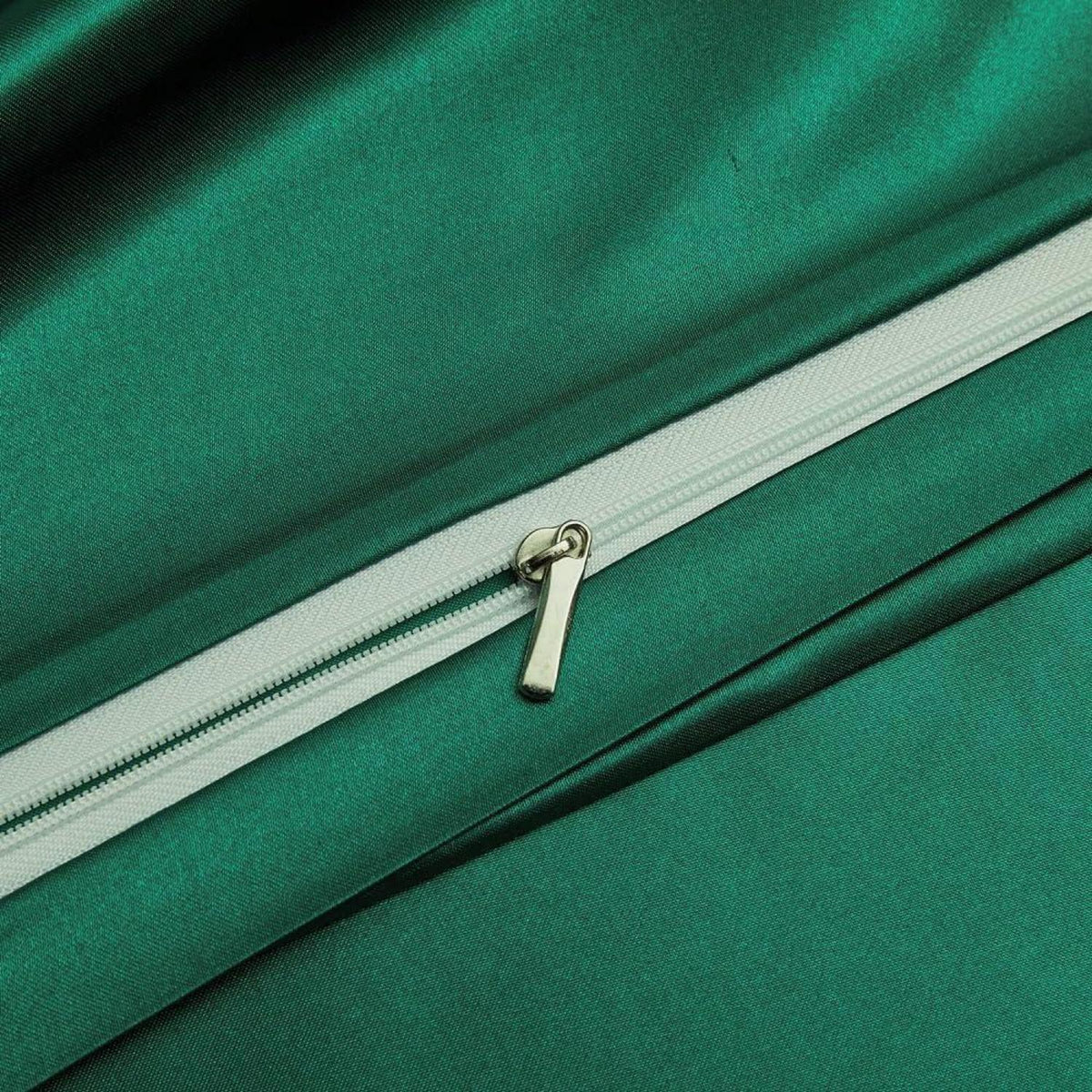 Satin Bettwäsche Set 135x200 Dunkelgrün 4-teilig Luxus