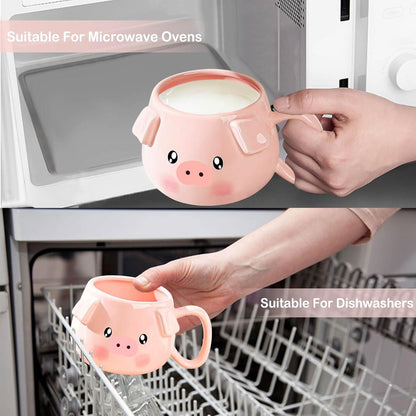 Niedliches Schwein Kaffeetasse 400 ml Keramik 3D-Porzellan personalisierbar in