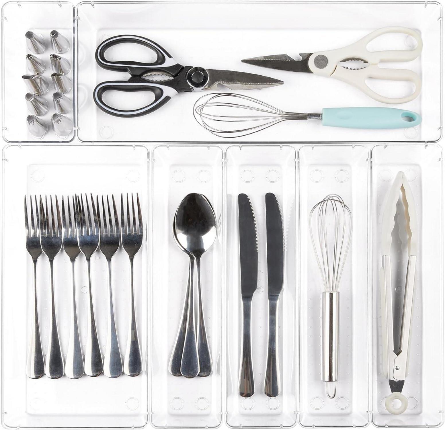 Transparente Küchenschubladen-Organizer Set, 7-teilig