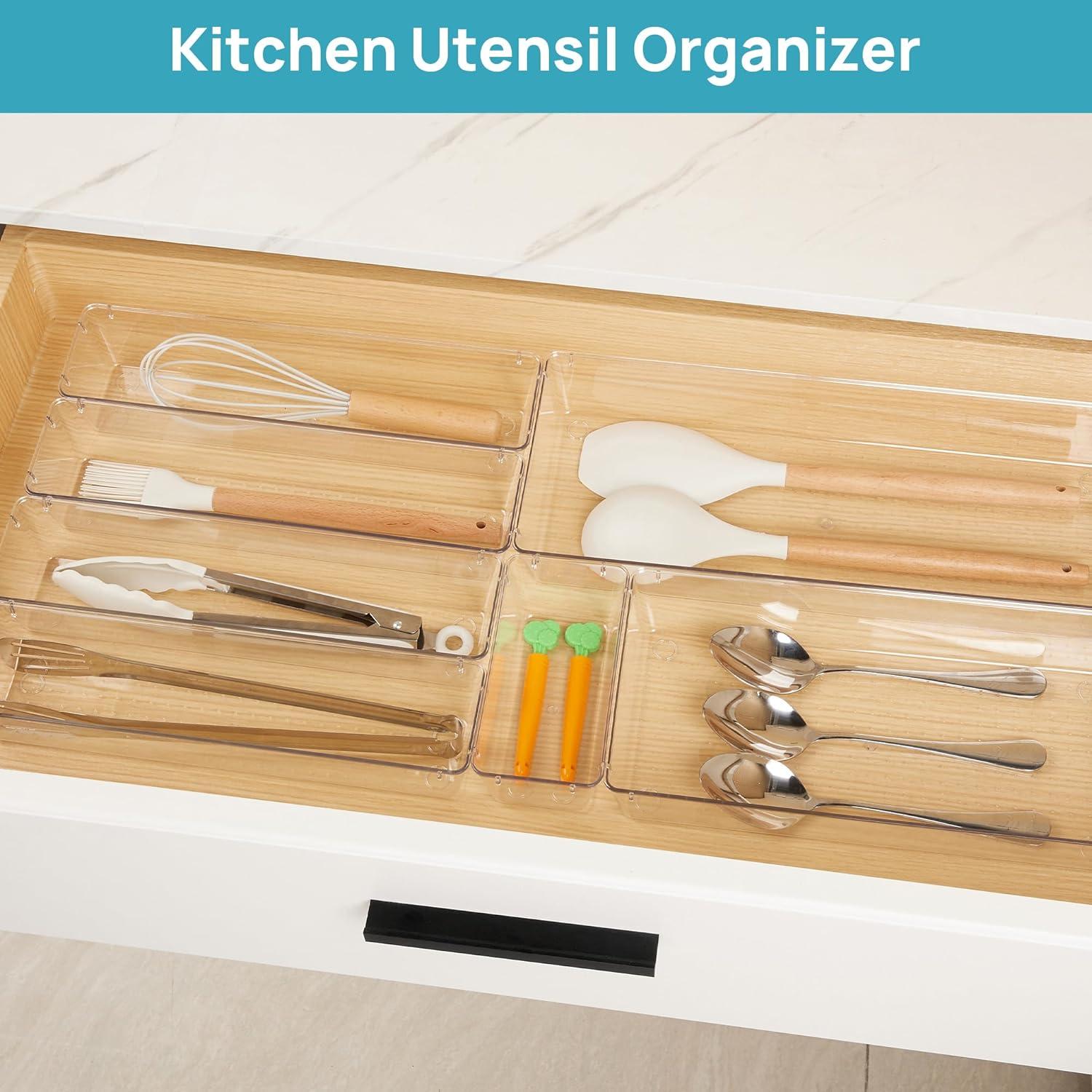 Vtopmart Küchenschubladen-Organizer, Transparent, 7-teilig