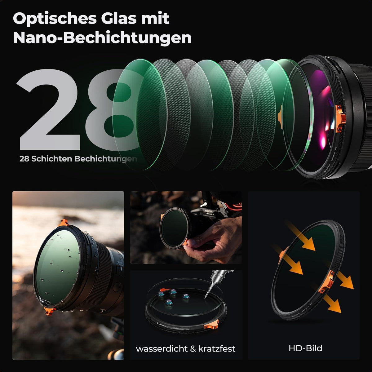 ND & Polfilter 62mm für Videoaufnahmen, 1-5 Blendenstufen