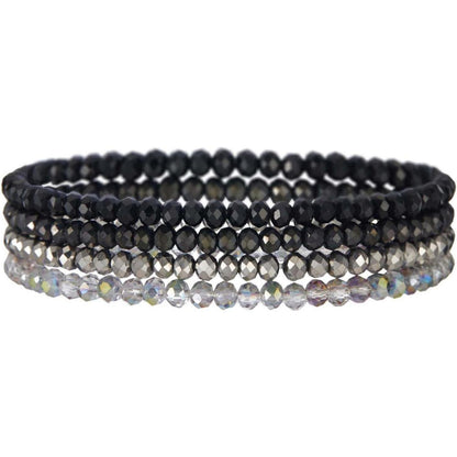 Damen Kristall Perlen Armband Mehrschichtig Boho Modeschmuck Schwarz