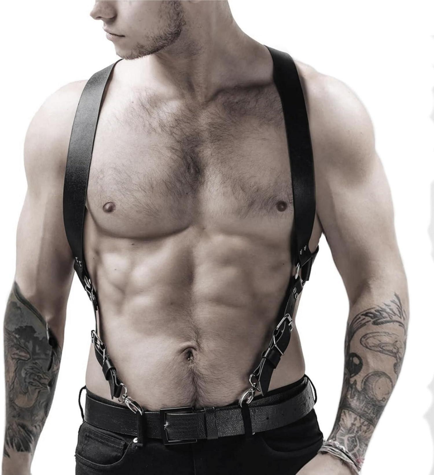 BDSMAGE Harness Männer Leder Hosenträger Gay Sexy Reizwäsche
