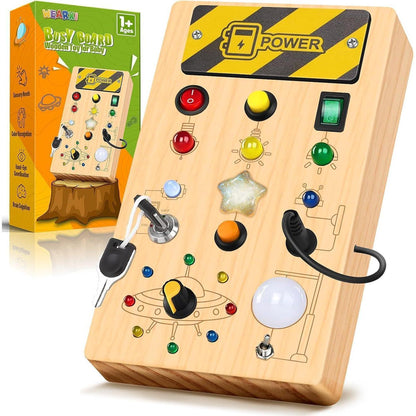 Montessori Spielzeug ab 1 Jahr Busy Board LED Holz