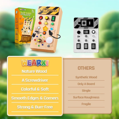 Montessori Spielzeug ab 1 Jahr Busy Board LED Holz