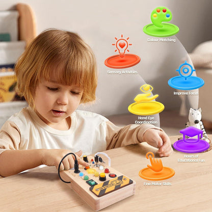 Montessori Spielzeug ab 1 Jahr Busy Board LED Holz