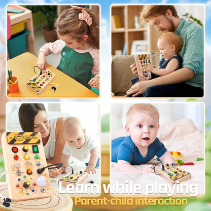 Montessori Spielzeug ab 1 Jahr Busy Board LED Holz