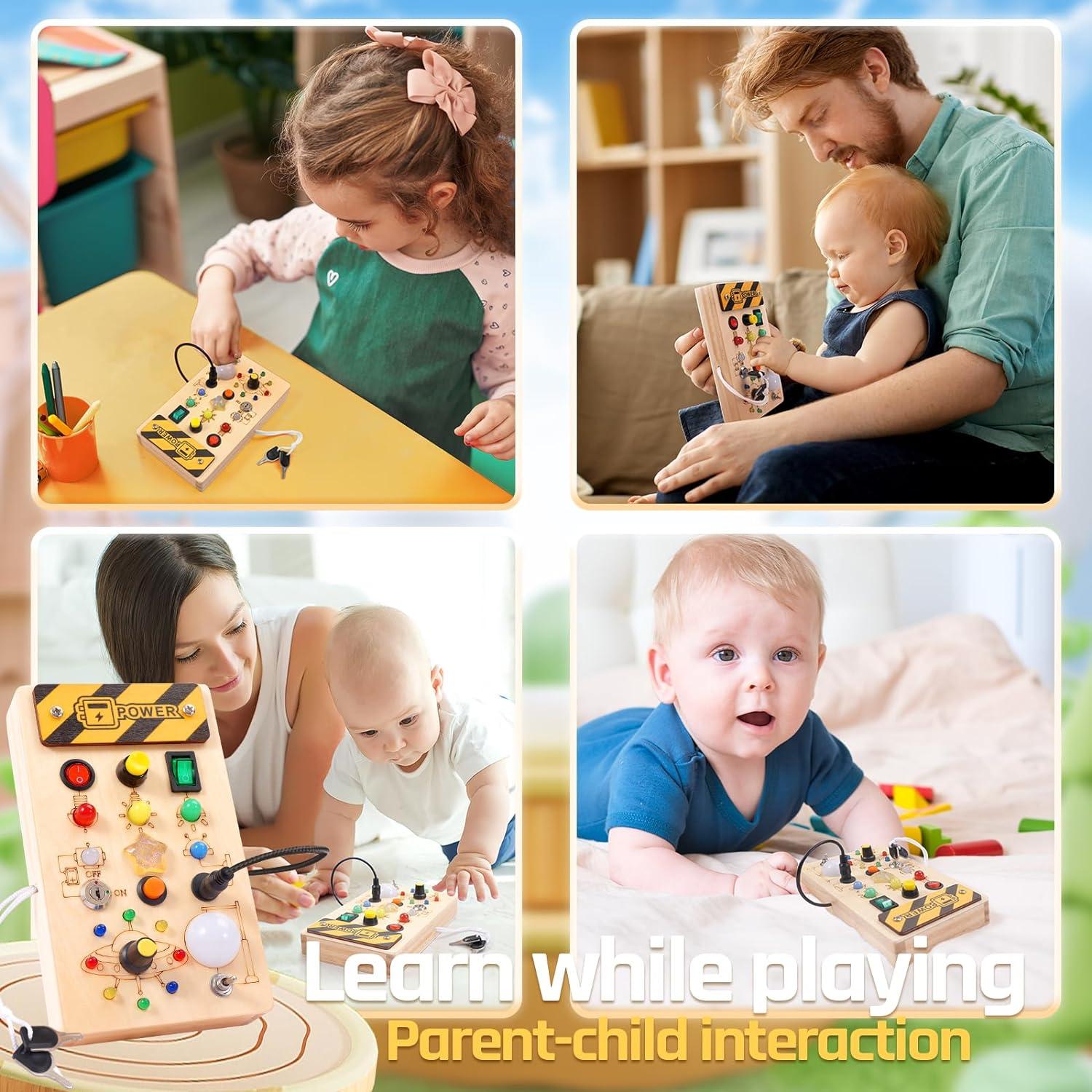WEARXI Holz Montessori Busy Board Spielzeug 1 Jahr Mädchen Junge