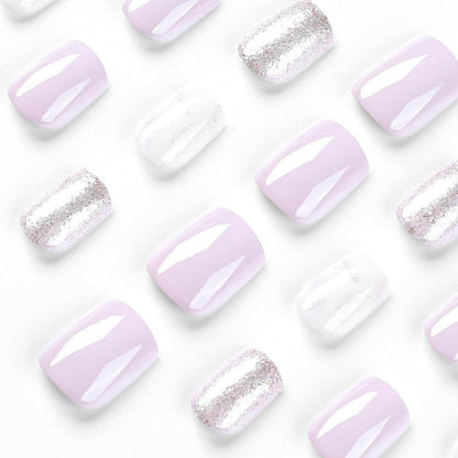 JUSTOTRY 24 Stück Rose Eckig Nägel Glitzer Press on Nails Künstliche Nägel Frauen