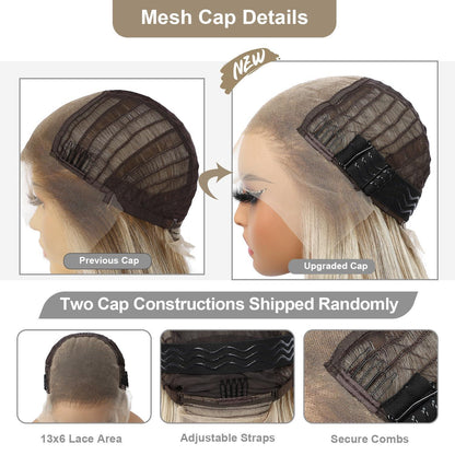 Blond Lange Gerade Perücke 13x6 Lace Front Synthetik 26 Zoll