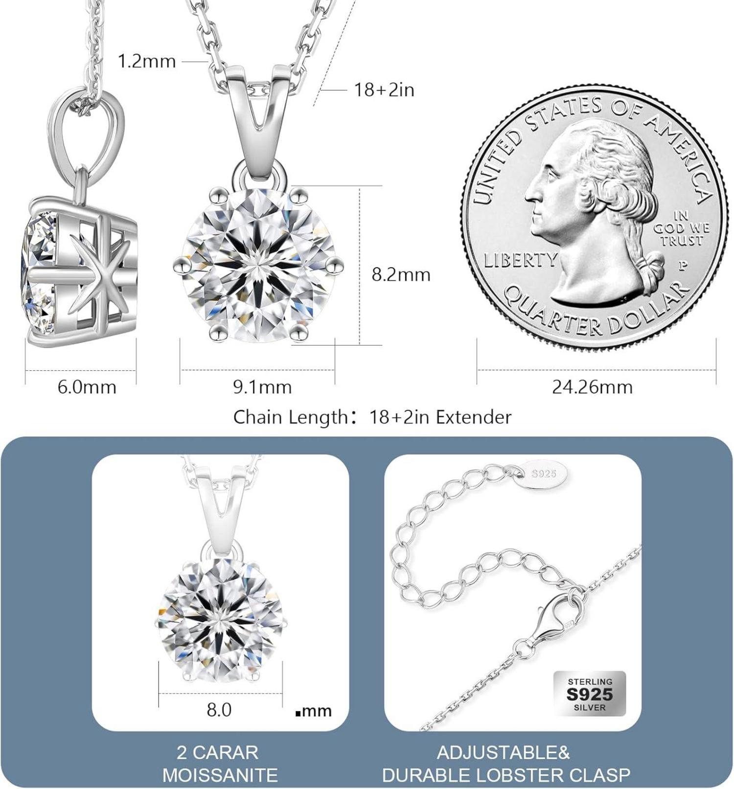 Moissanite Diamant Halskette VVS1 Reinheit 2 Karat