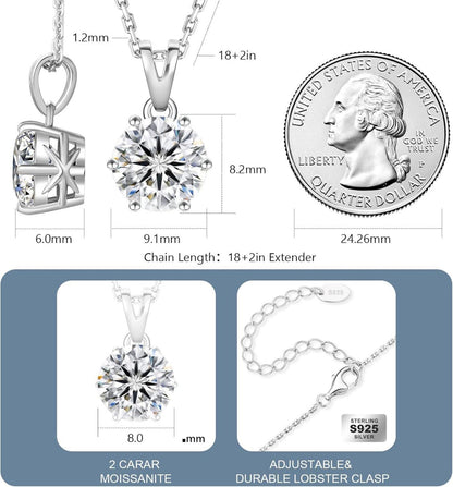 Moissanite Diamant Halskette VVS1 Reinheit 2 Karat