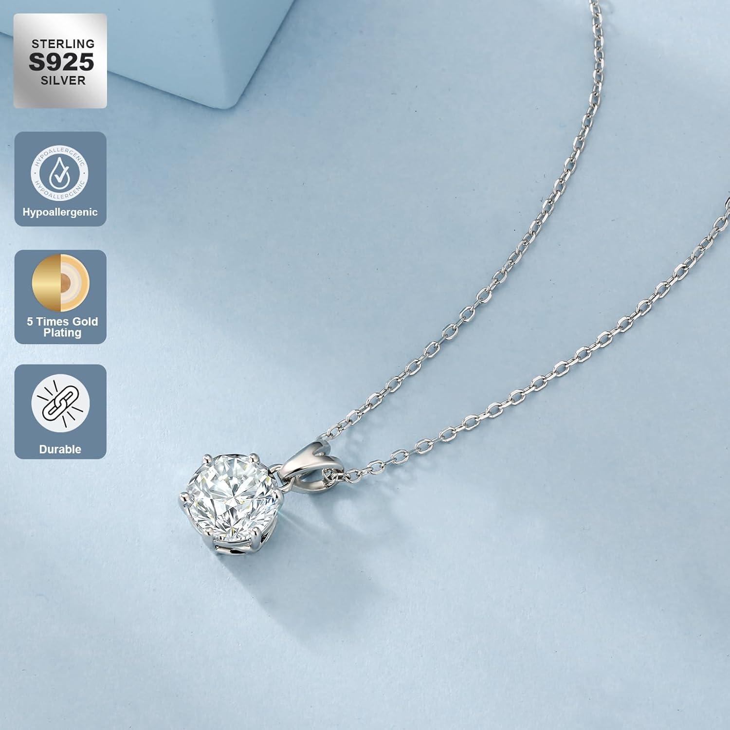 Moissanite Kette 925 Silber Anhänger 2 Karat VVS1 D Damen Geschenkbox