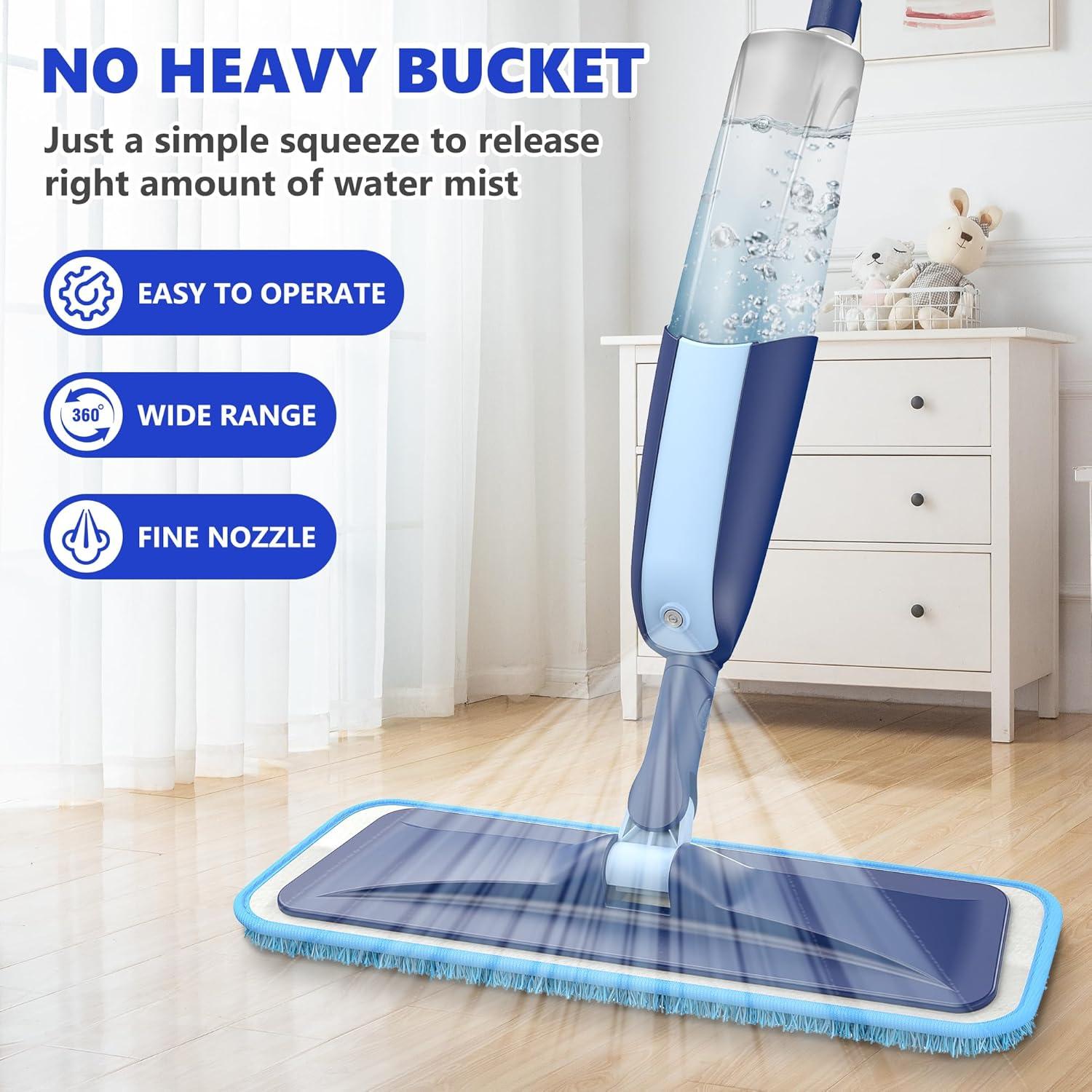 Sprühwischer mit Sprühfunktion und 4 wiederverwendbare Wischpads