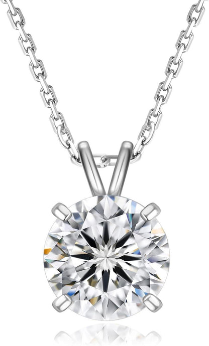 Moissanite Anhänger Kette 925 Silber 2 Karat Damen VVS1 D Moissanit
