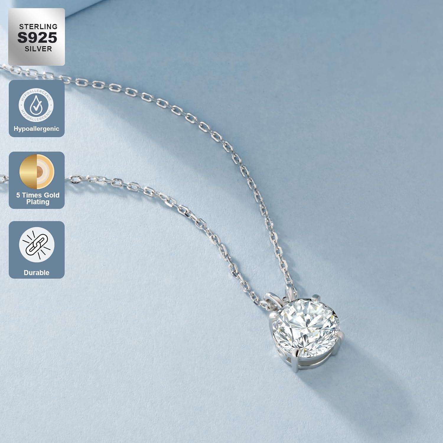 Moissanit Anhänger Kette Silber 925 Damen 2 Karat VVS1 D Echt 4 Krappen