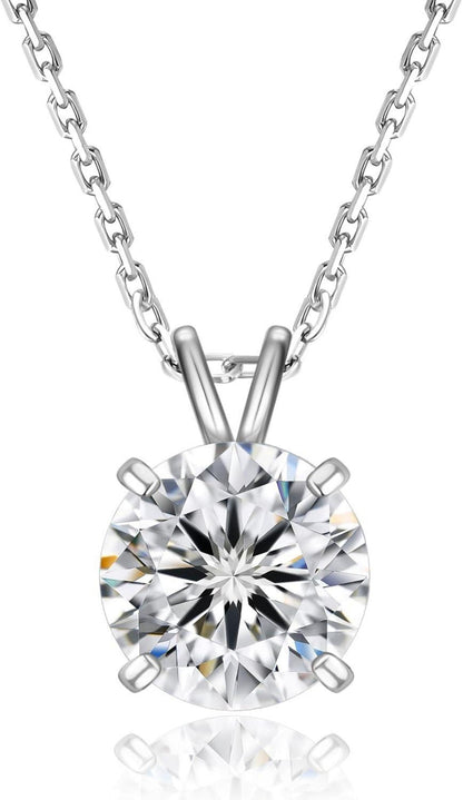 Moissanit Anhänger Kette Silber 925 1 Karat Solitär Damen harmonie