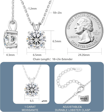 Moissanit Anhänger Kette Silber 925 1 Karat Solitär Damen harmonie