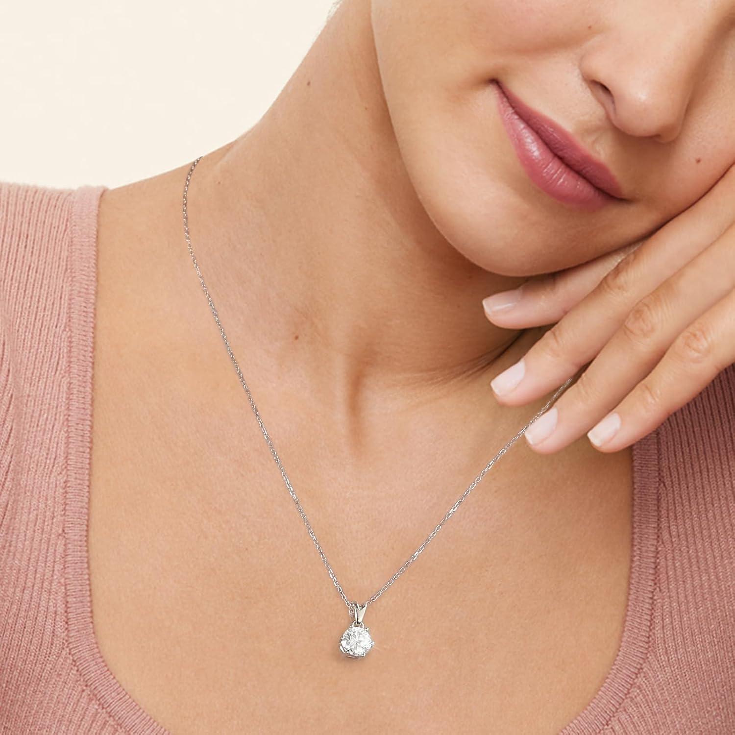 Moissanite Silberkette mit Anhänger 1 Karat VVS1 D 925 Damen