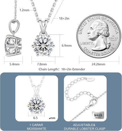 Moissanite Diamant Kette Silber 925 Anhänger VVS1 Reinheit 1 Karat