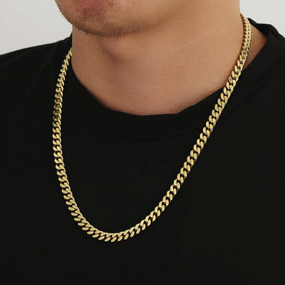 Herren Edelstahl Panzerkette mit Diamantschliff 14K Gold Beschichtet