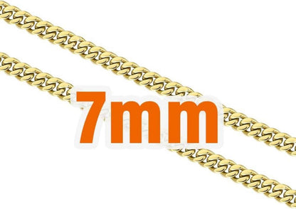 KRKC&CO Herren Halskette Edelstahl 14K Cuban Chain Goldkette 7mm 61.0cm