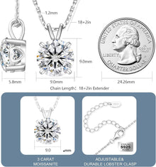 Moissanit Anhänger Kette 925 Silber 3 Karat Damen VVS1