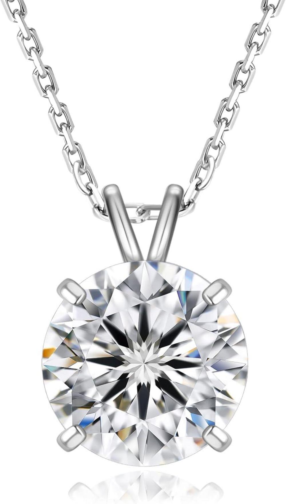 KRKC&CO Moissanit Anhänger Kette Silber 925 Diamant Halskette 3 Karat