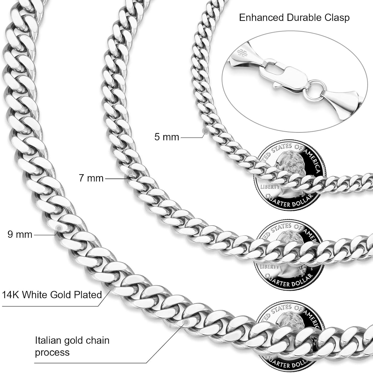 Herren Edelstahl Panzerkette mit Diamantschliff 7mm 45.7cm Silber Goldkette