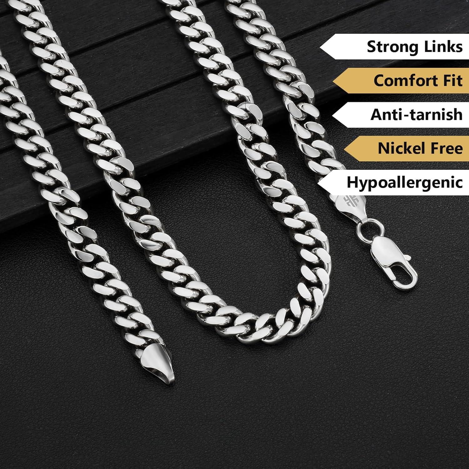 Panzerkette Herren Edelstahl mit Diamantschliff 14K Goldkette