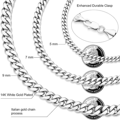Herren Panzerkette 9mm Edelstahl Cuban Link Halskette Silber 61cm