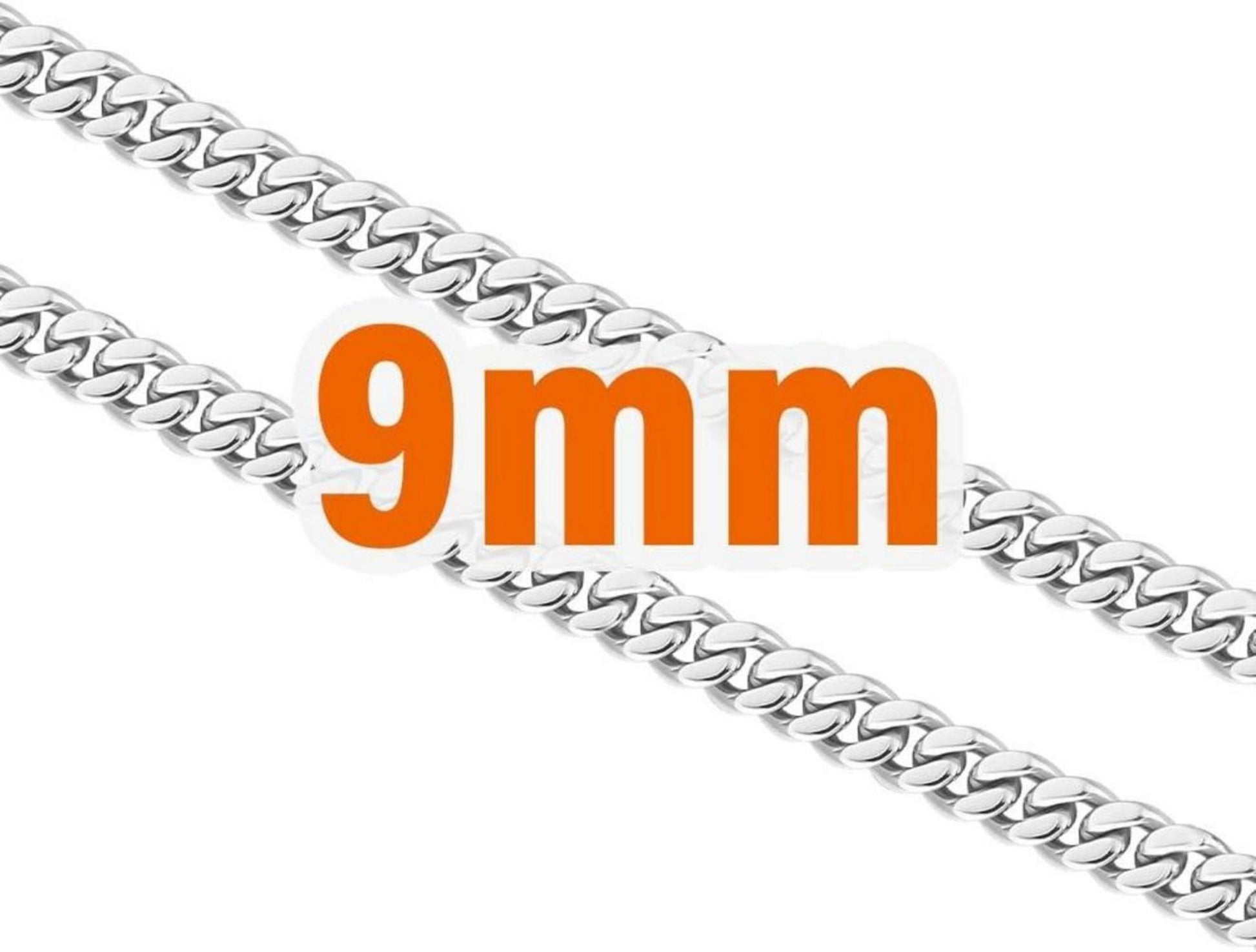 Herren Panzerkette 9mm Edelstahl Cuban Link Halskette Silber 61cm