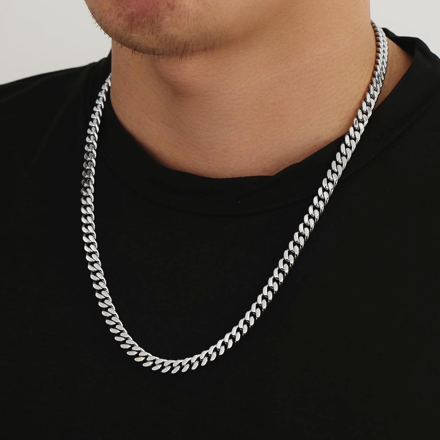KRKC&CO Edelstahl Panzerkette mit Diamantschliff Goldkette
