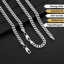 Herren Halskette 7mm Edelstahl Panzerkette Cuban Link 61cm