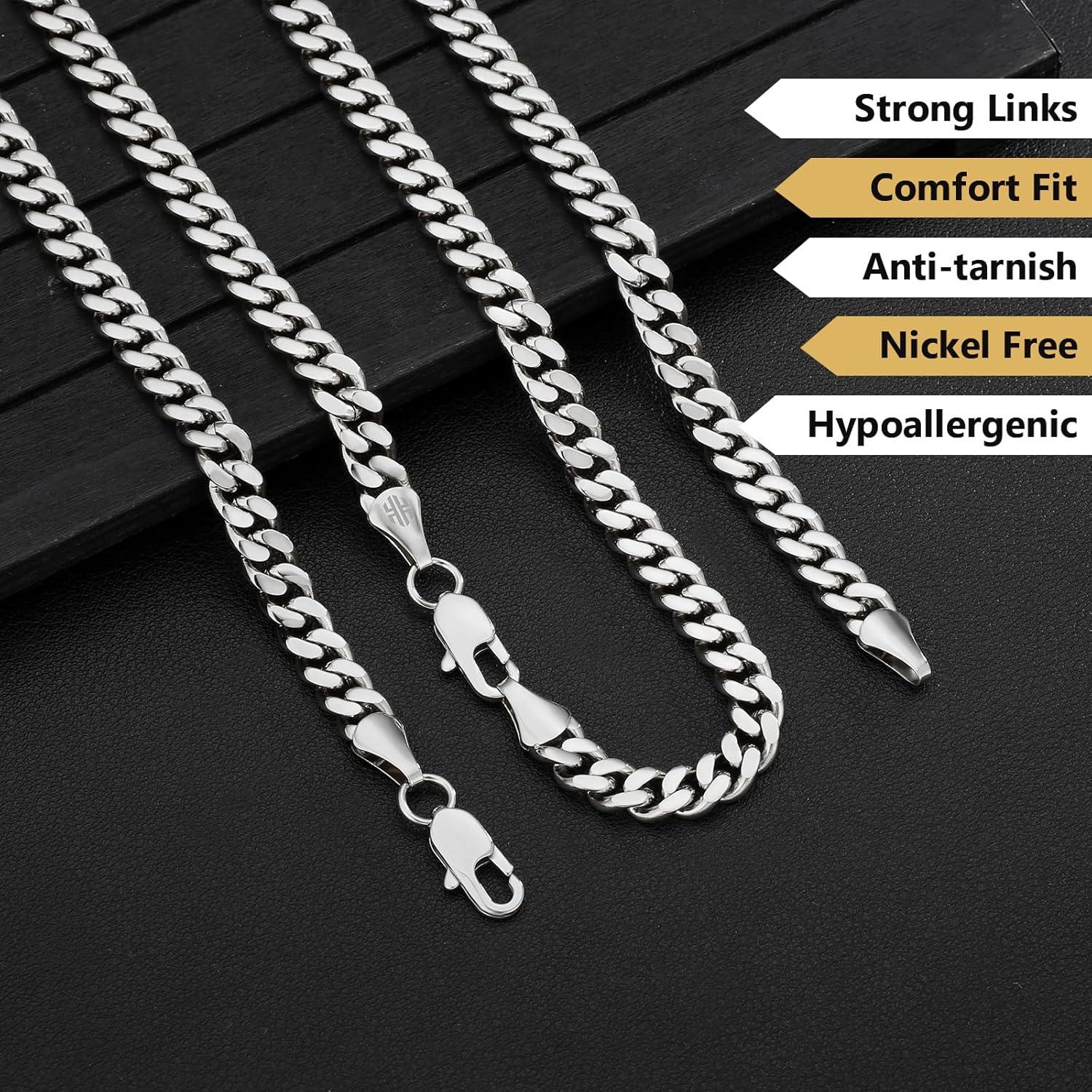 Herren Halskette 7mm Edelstahl Panzerkette Cuban Link 61cm