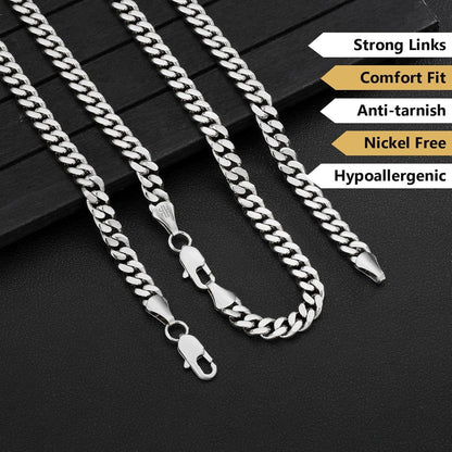 Herren Halskette 7mm Edelstahl Panzerkette Cuban Link 61cm