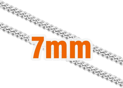 Herren Edelstahl Panzerkette 7mm Diamantschliff Cuban Chain Goldkette Silberkette 50.8cm